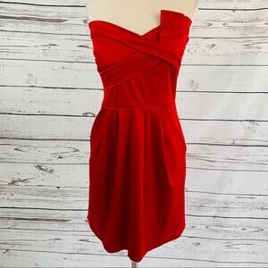 Wishes Wishes Wishes Red strapless formal pockets